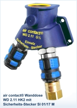 air contact® Wanddose WD 2.11 HK2 mit Sicherheits-Stecker SI 01/17 M